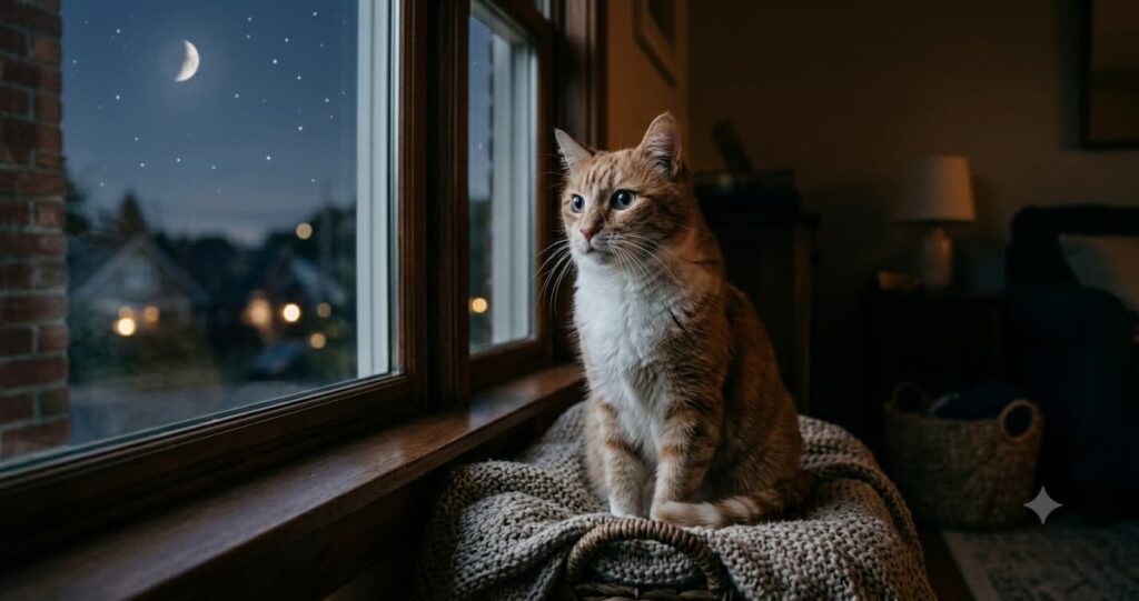 senior cat meowing at night