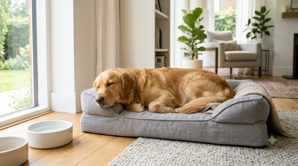 healthy dog resting with normal breathing