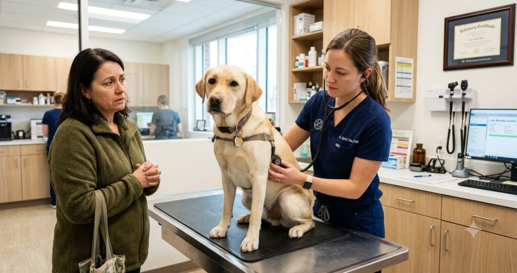 dog breathing fast veterinary examination