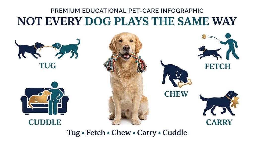 Different ways dogs may interact with toys