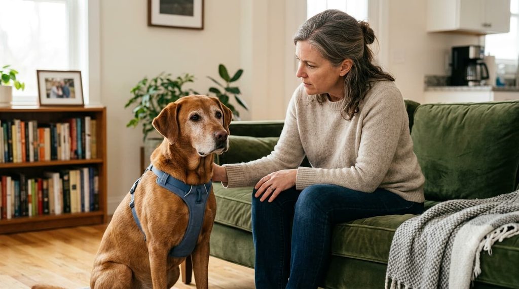 Dog showing concerning signs of fear and anxiety