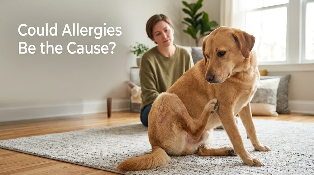 Dog scratching with thinning fur from possible allergies