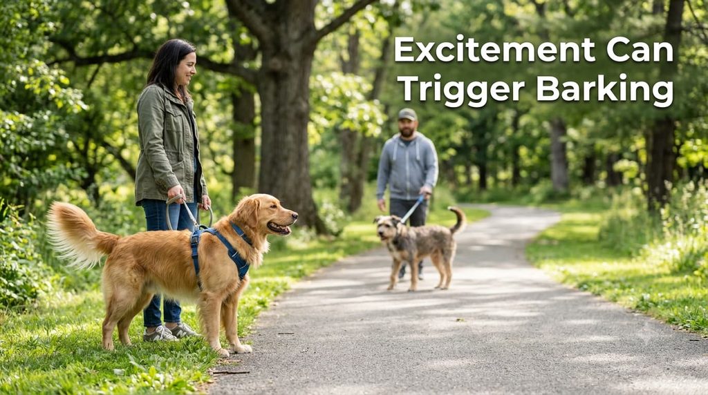Excited dog barking when seeing another dog
