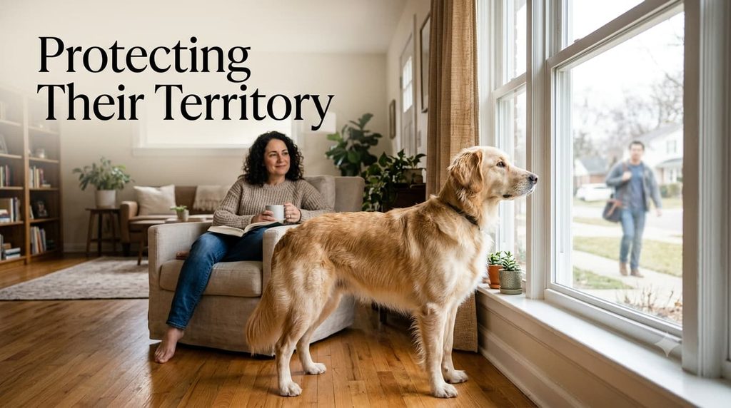 Dog barking at a stranger approaching the house