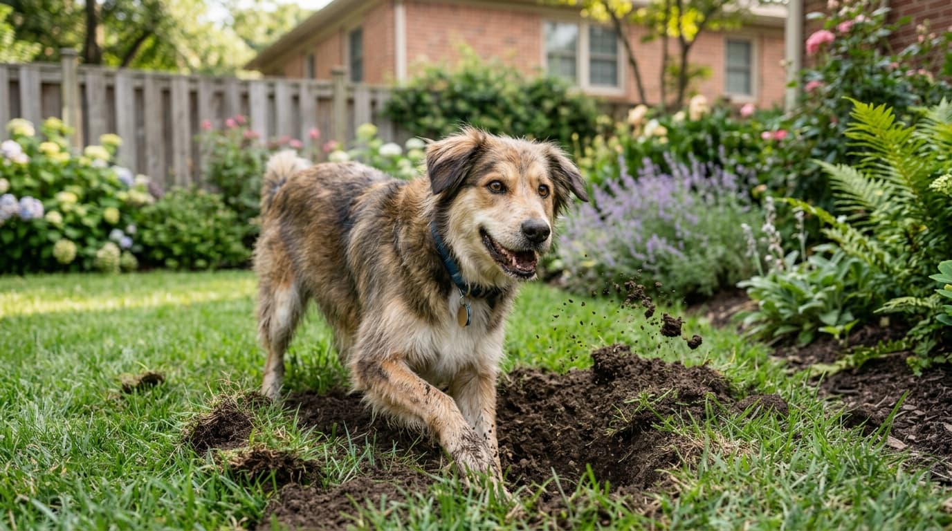 Why is my dog digging holes in the backyard
