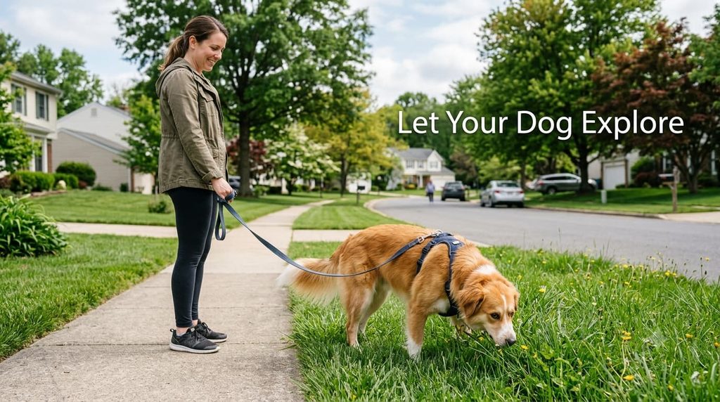 Dog pulling on leash to explore and sniff