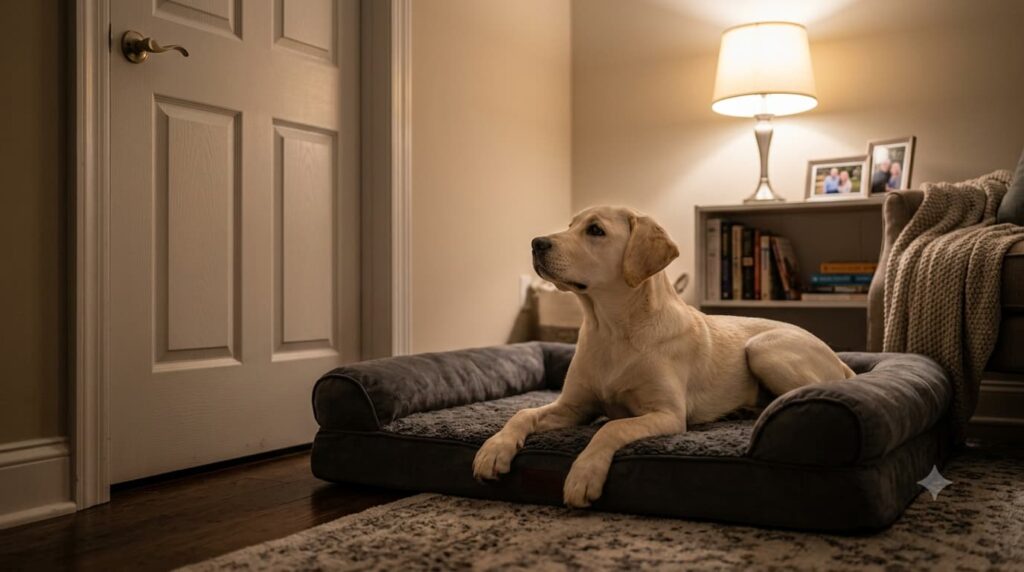 Dog feeling lonely at night because of separation anxiety