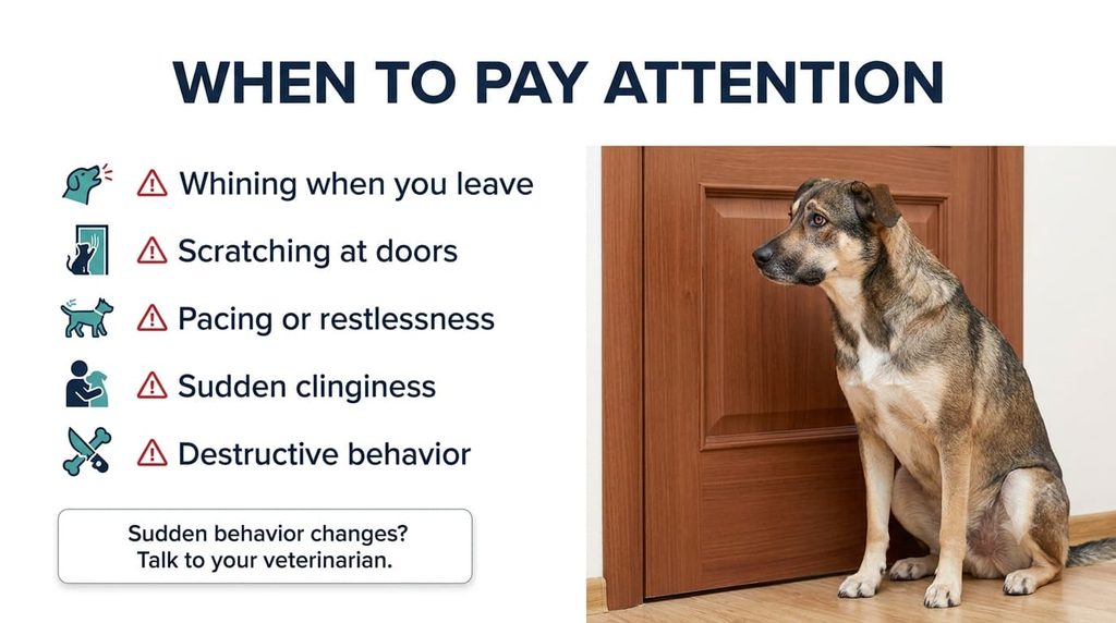 Warning signs when a dog's following behavior may indicate distress