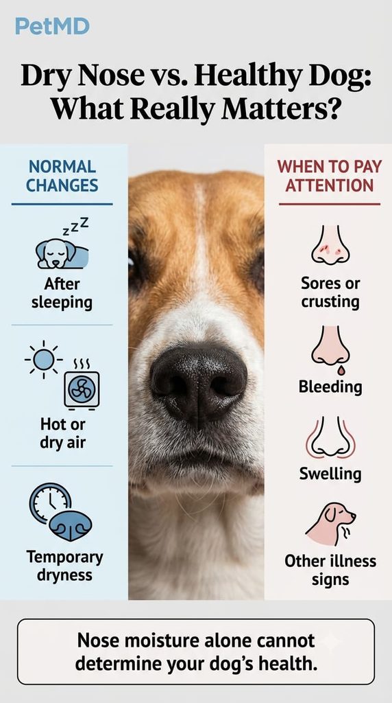 Dog with a dry nose after sleeping