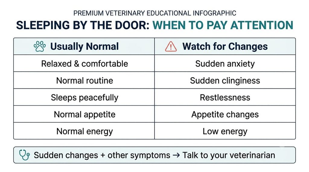 Normal and concerning changes when a dog sleeps by the door