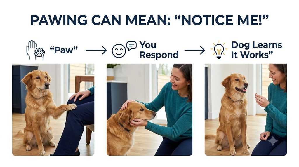 Dog pawing owner to get attention