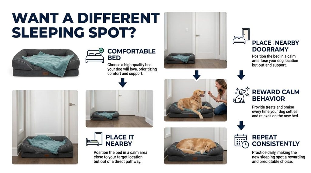 How to encourage a dog to sleep in a different spot