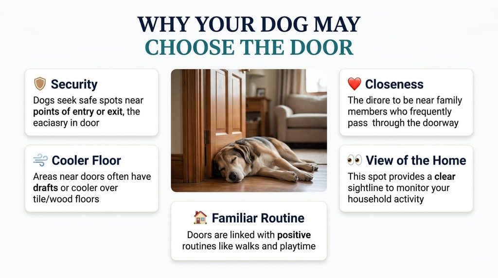 Common reasons dogs choose to sleep near a door