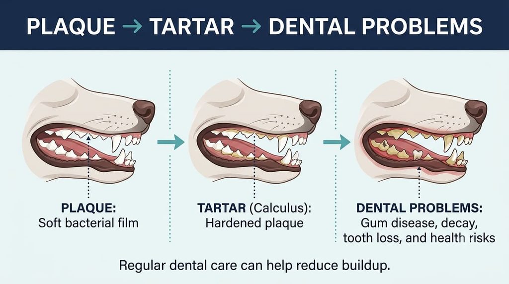 Plaque and tartar buildup as a cause of bad breath in dogs