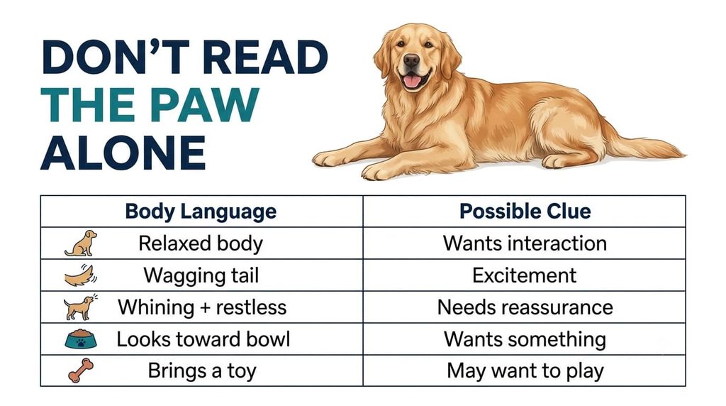 Dog body language clues that explain pawing behavior