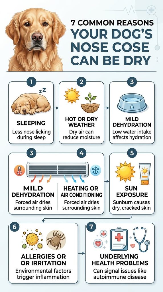 Hot weather and hydration can affect a dog's nose