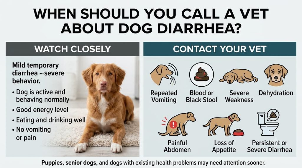 when to call a vet for dog diarrhea warning signs