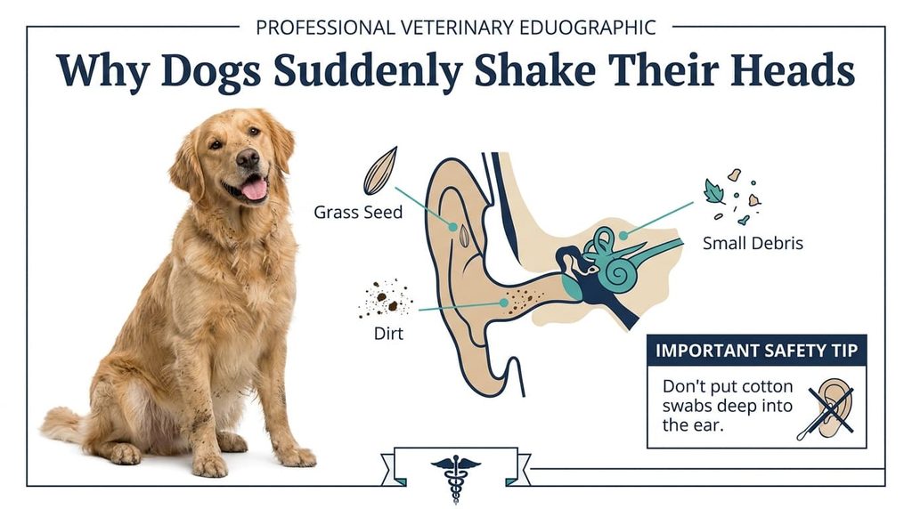 dog shaking head because something is stuck in ear